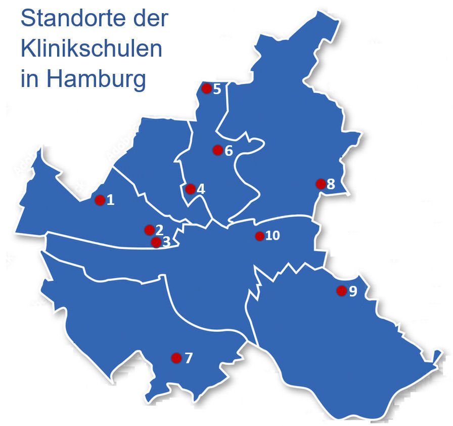 Hamburg Karte mit Klinikschulen